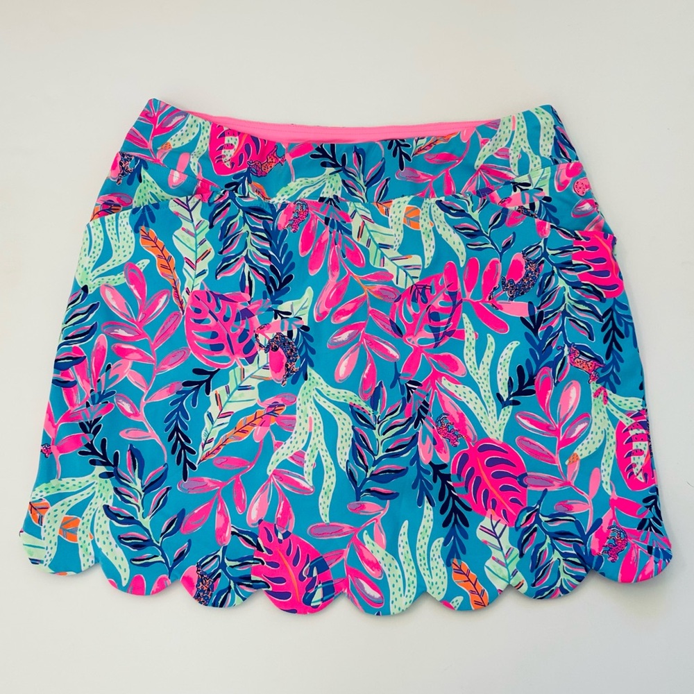 Lilly Pulitzer Monica Luxletic Golf Skort 12 Porto Blue Scallop Skirt